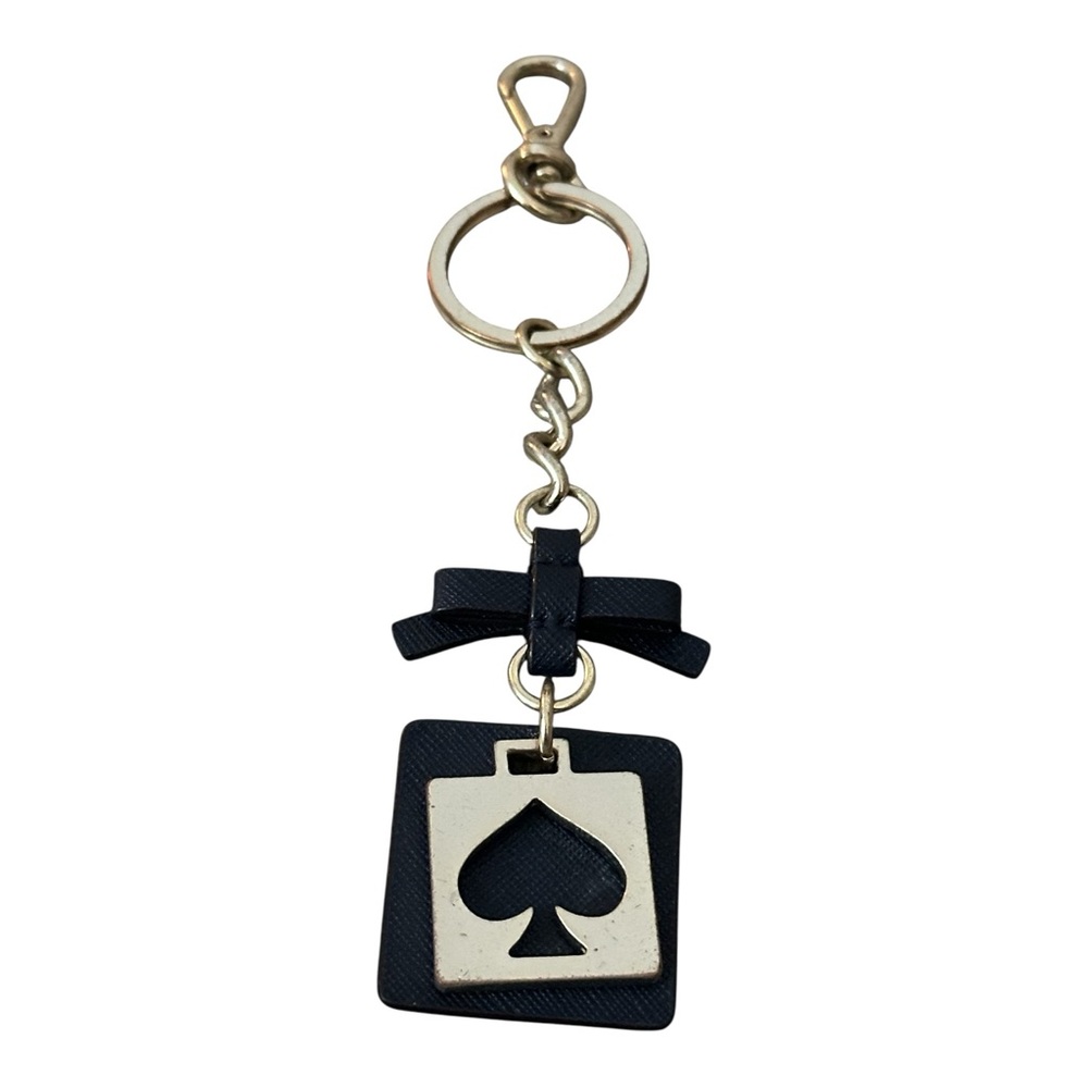 Kate Spade Luxury Bag Charm Black & Gold Spade Keychain‎ with Dust Bag